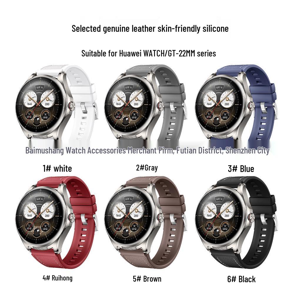 Huawei Watch Buds2 Genuine Leather and Silicone Quick Release Band for Huawei GT6