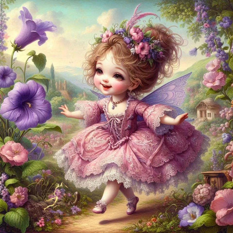 Diy Full Round Square Mosaic Art Cartoon Elf Diamond Painting Set New Product Arrived Flower Elf Girl Embroidery Decoration