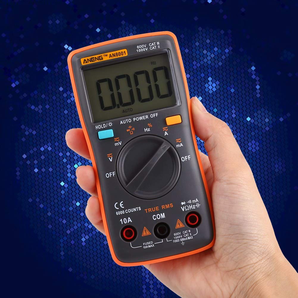 Akozon ANENG Digital Multimeter Auto-Range, AN8001 True-RMS Digital Multimeter AC DC Voltage/Ammeter Current/Ohmmeter/Diode/Shutdown, Frequency and Du