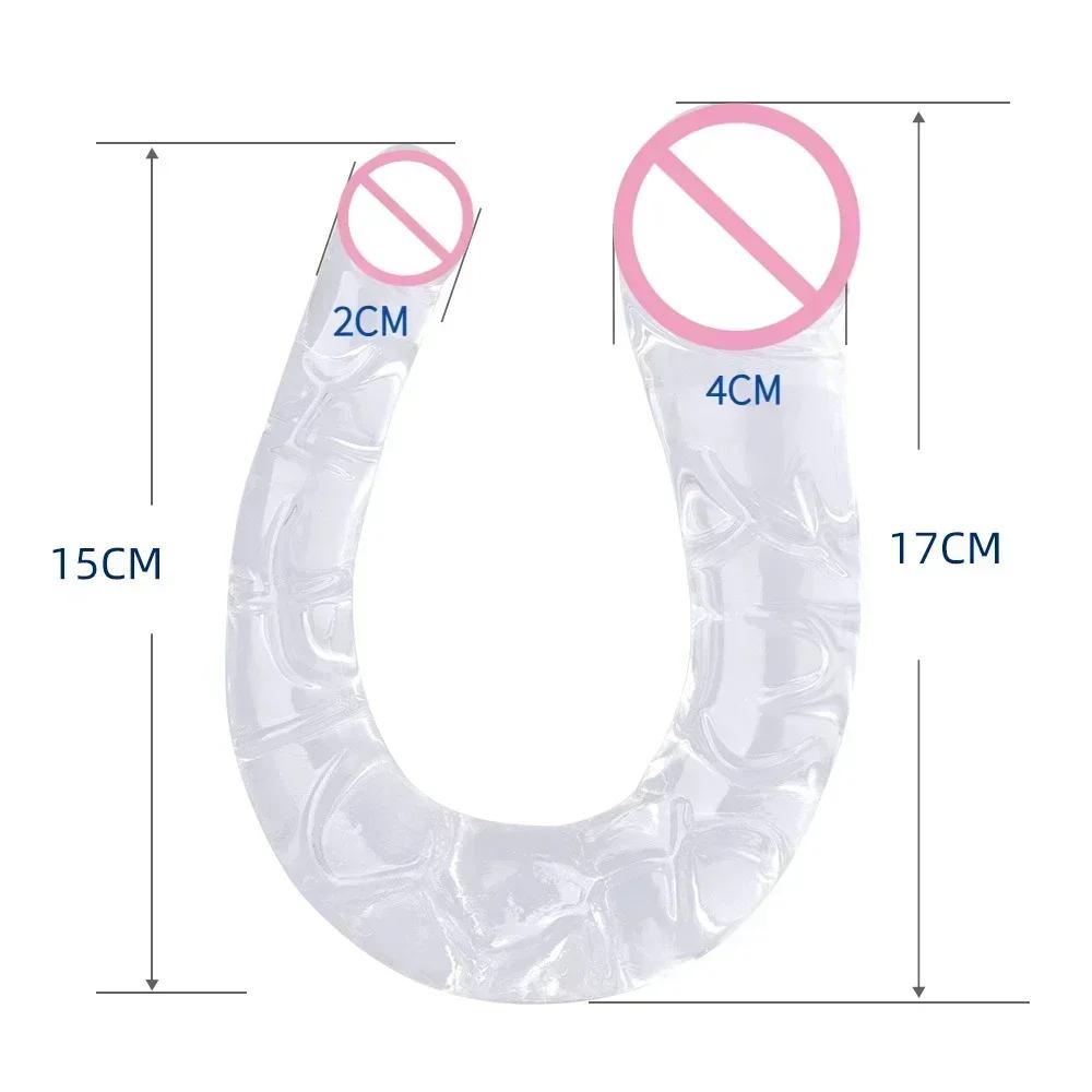 U Shape Double Head Dildo Soft Crystal Silicone Anal Plug Vagina Anus Massager Analplug Lesbian Gay Penis Sex Toys for Women Men