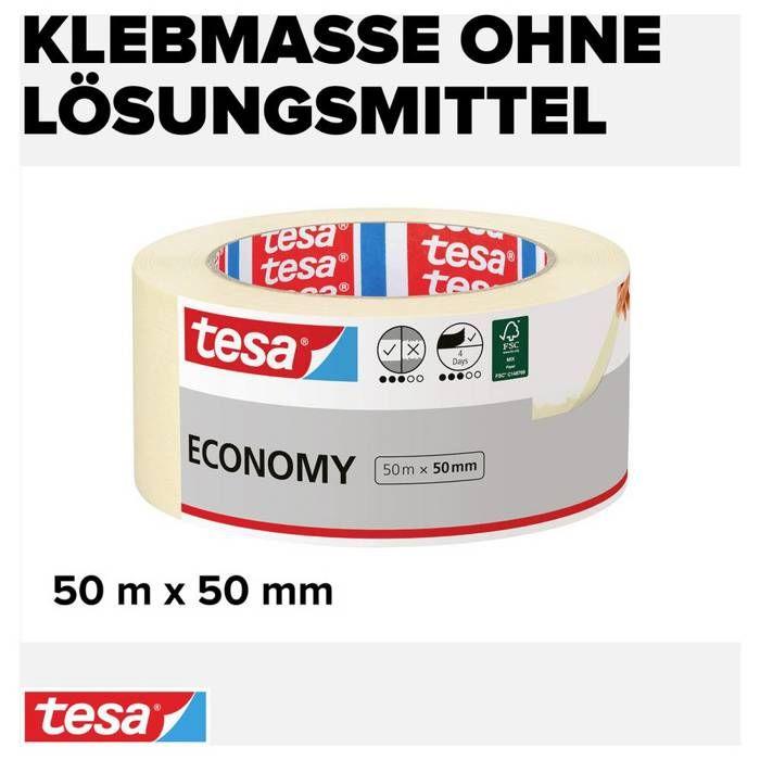 TESA Ruban de masquage Protection Basic - 50m x 50mm - Sans trace 4 jours