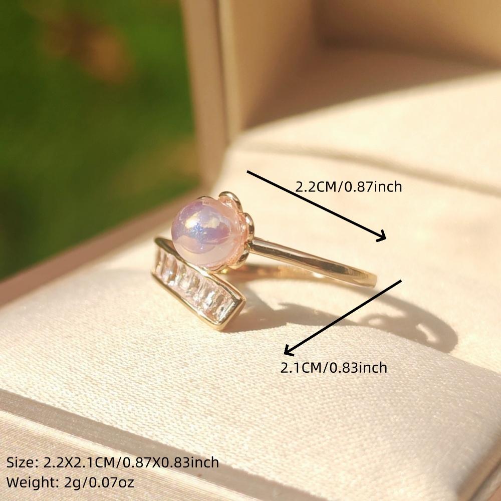 1 Piece Fashion Purple Imitation Pearl Small Flowers Opening Adjustable Rings for Women Cubic Zirconia Ring Jewelry Wedding Party Accessories