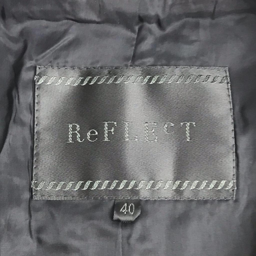 Made in Japan Reflect Skirt Suit Set 40 L Women Knee-Length Mao Collar Gray Fully Lined(USED)