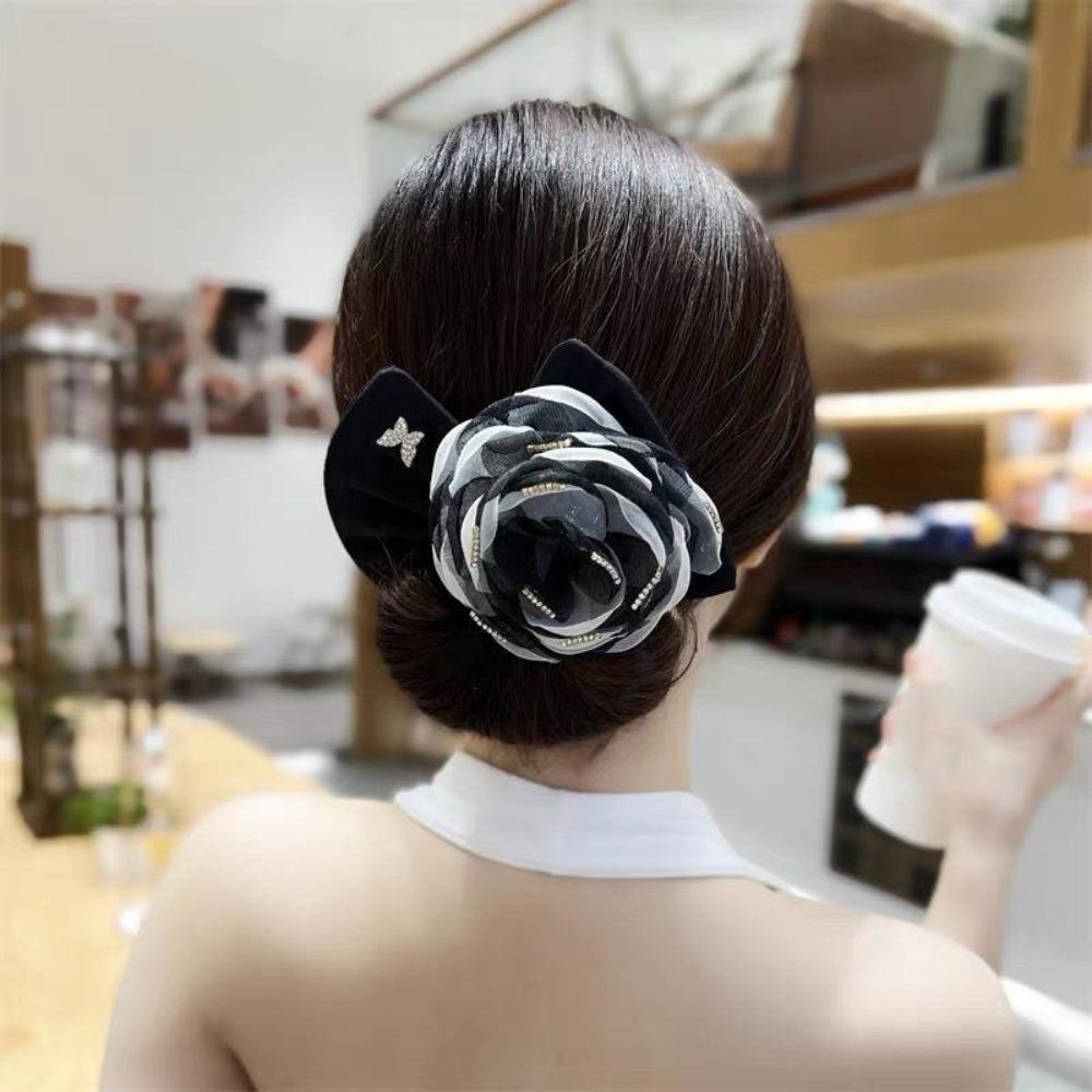 Camellia Flower Bow Clip Twist Maker Hair Accessories Temperament Bun Curler