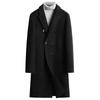 Trench in Lana Double Face da Uomo, Capospalla in Lana Nero, Cappotto Lungo, Doppiopetto, Spesso Nero, Autunno, Inverno