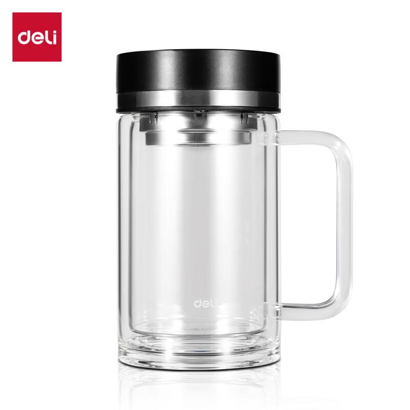 Deli DP758 430ml Double-Layer Glass Mug