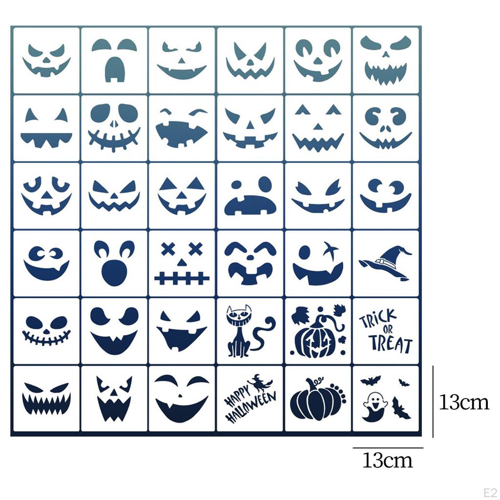 36x Halloween Gesicht Malerei Schablonen Kürbisse Zeichnung Vorlagen für