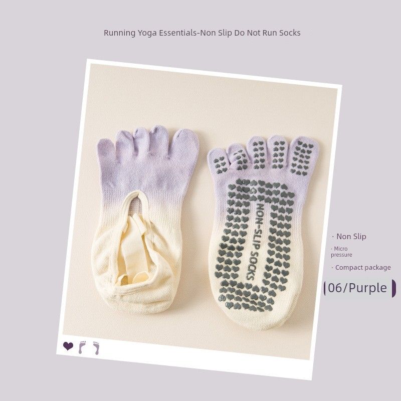 

Женские носки для йоги 2025 Новое поступление Тай-дай Нескользящие Износостойкие Дышащие Носки с пальцами для занятий фитнесом в помещении Пилатес Purple