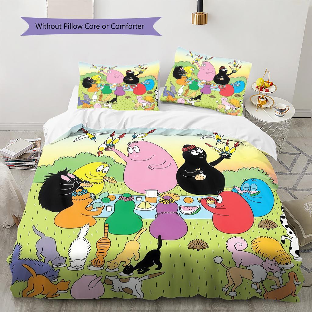Barbapapa2 Pattern Bedding Quilt Set  Home Decoration  Gift (1 * duvet cover + 2 * pillowcase  without core)