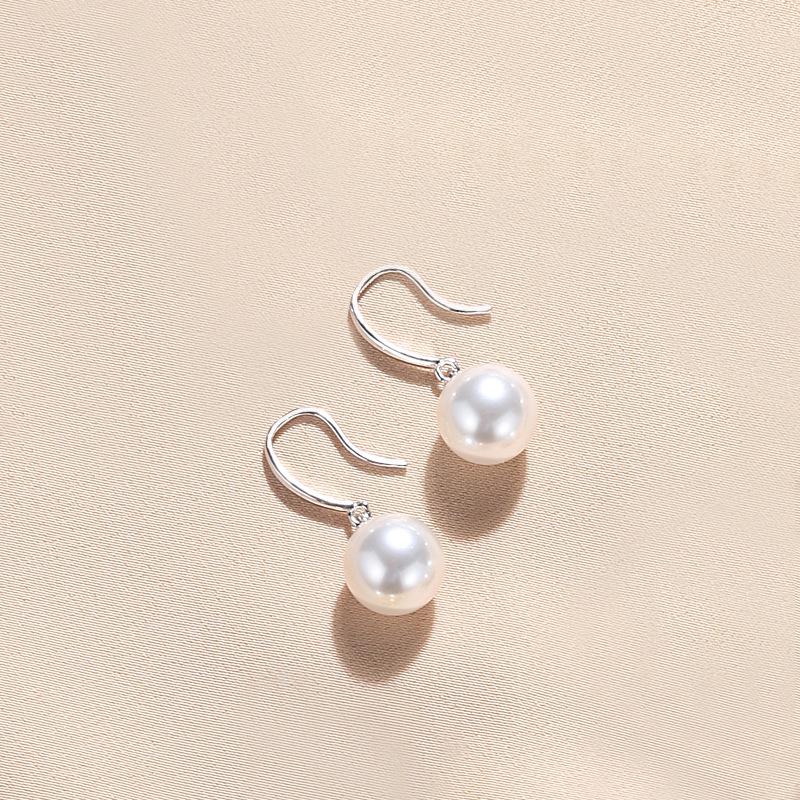 S925 Sterling Silver Large Pearl Dangle Earrings for Women - 2024 Niche Design Ear Hooks, High-End Temperament Jewelry.