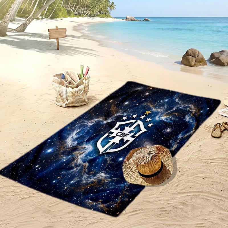 Brasilien Fußball Druck Strandtuch Schnelltrocknend Super Saugfähig Weiches Badetuch zum Schwimmen Strand Reisen Fan Souvenir Geschenk