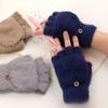 Plush Touchscreen Gloves Warm Flip Cover Gloves Outdoor Half Finger Gloves  For Women Men