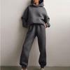 Herbst Winter Damen Trainingsanzug Oversized Klassisch Einfarbig Mit Kapuze Sweatshirts Zweiteiliges Set Damen Freizeit Kapuzenpullover und Hosenanzüge für Damen Streetwear