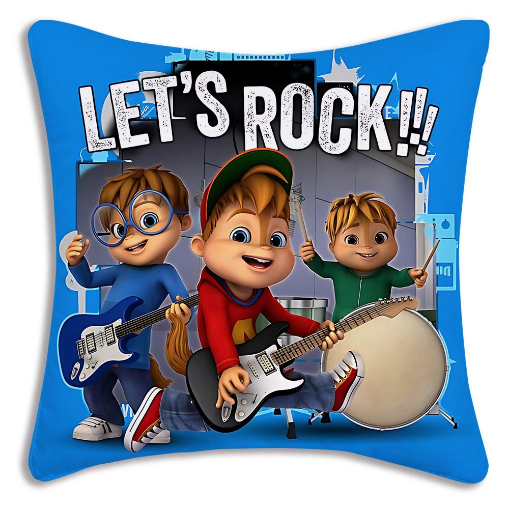 Anime Alvins and the Chipmunks Pillow Covers Cartoon Sofa Decorative Home Double-sided Printing Short Plush Cute Cushion Cover