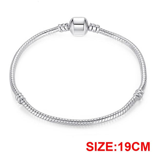 

Подлинные оригинальные браслеты из стерлингового серебра 925 пробы, браслет-цепочка в виде змеи, совместимый с бусинами-шармами, ювелирные изделия своими руками 17-22 мм