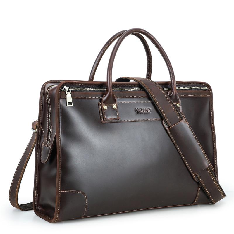 Black Angel Genuine Leather 14.2 Laptop Messenger Bag for Men