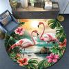 Flamingos Sunset Beach Round Area Rug,Carpet Rug for Living Room Bedroom Sofa Playroom Decor,Non-slip Floor Mat