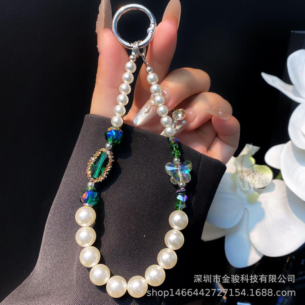 Heavy Craft Inlaid Zirconia Phone Chain Beaded High-end Crystal Bead Hand Chain New Keychain Pendant Wholesale