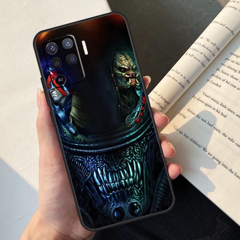 Alien Predator Case For Oppo A54 A74 A94 A17 A57 A77 A76 A16 A96 A18 A60 A80 A40 A38 A58 A78 A98 A15 A5 Pro