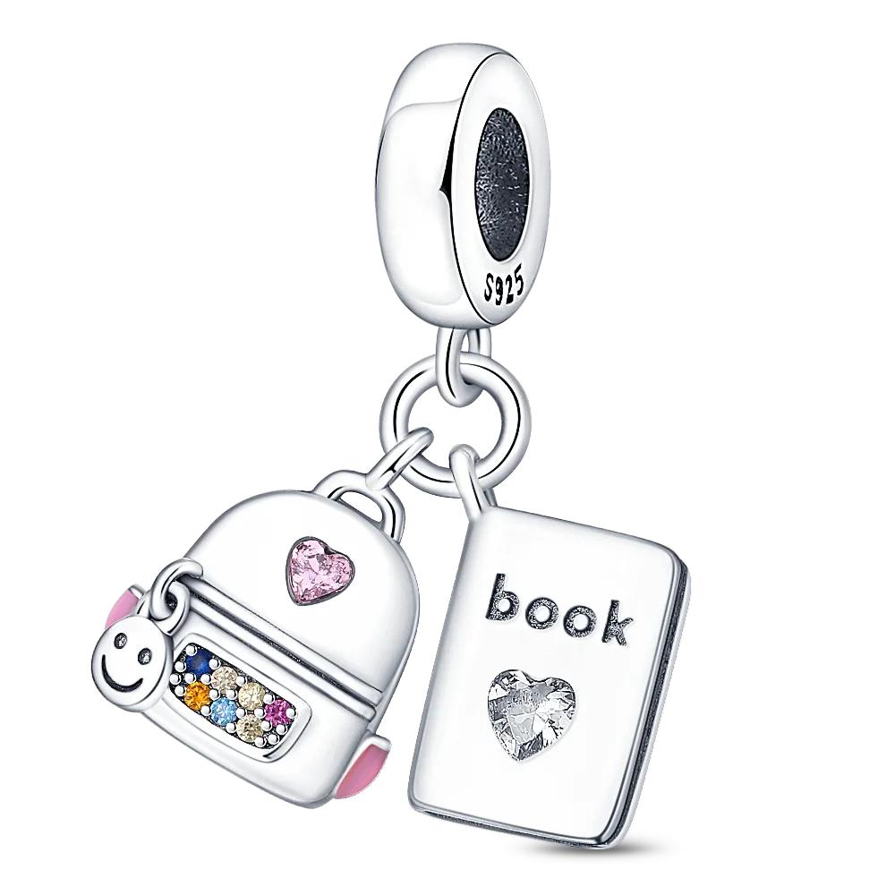 New Sterling Silver Rose Girl Boy Pink Sparkle Spacer Clip bead For Original  Bracelet Charm Jewelry For Women