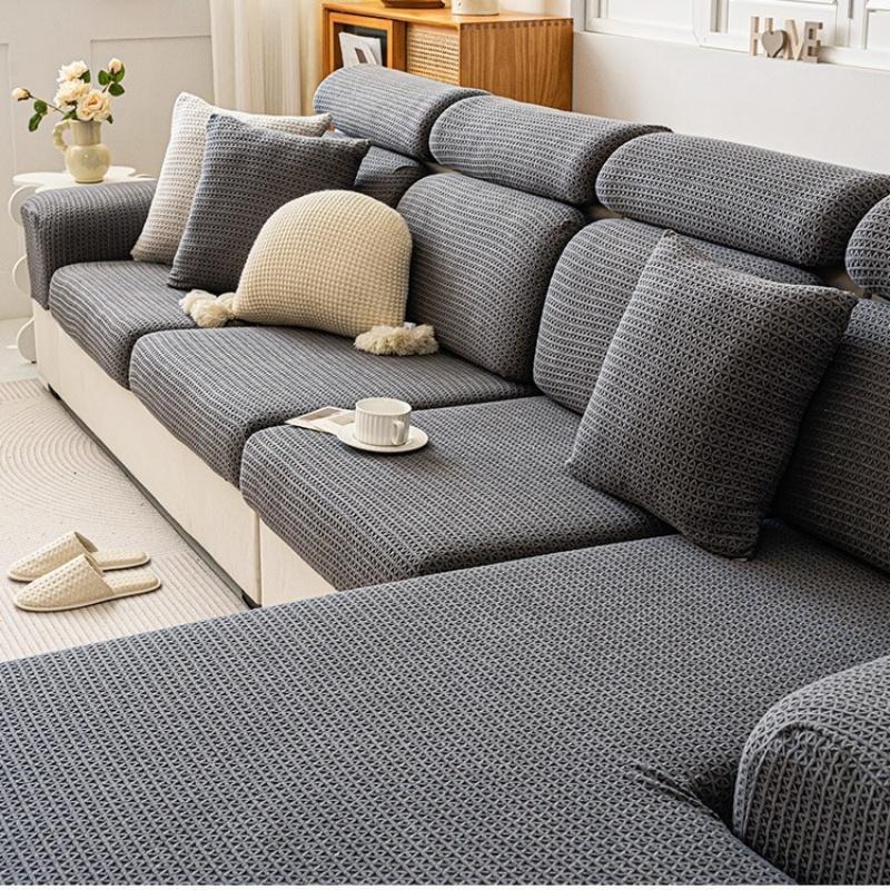 Cream Style Jacquard Velvet Sofa Cover Elastic Universal Couch Cushion Slipcovers Sectional Sofa Lid Towel Chaise Lounge Covers