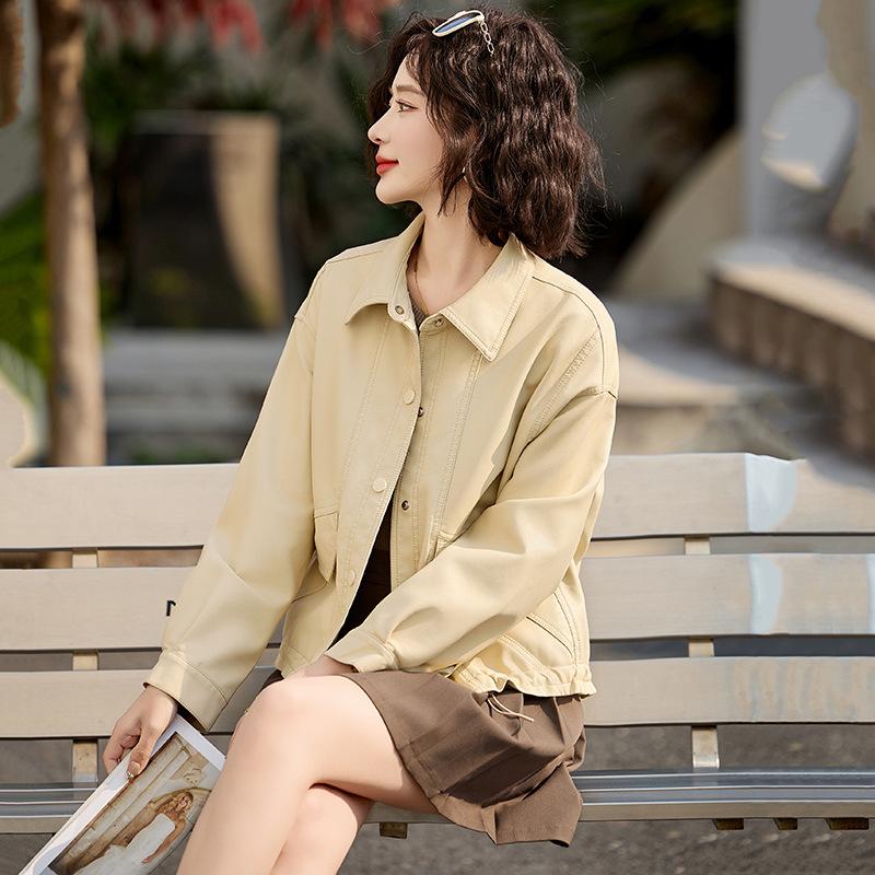 Fashion leather jacket women's short spring and autumn new popular beautiful top casual loose motorcycle jacket