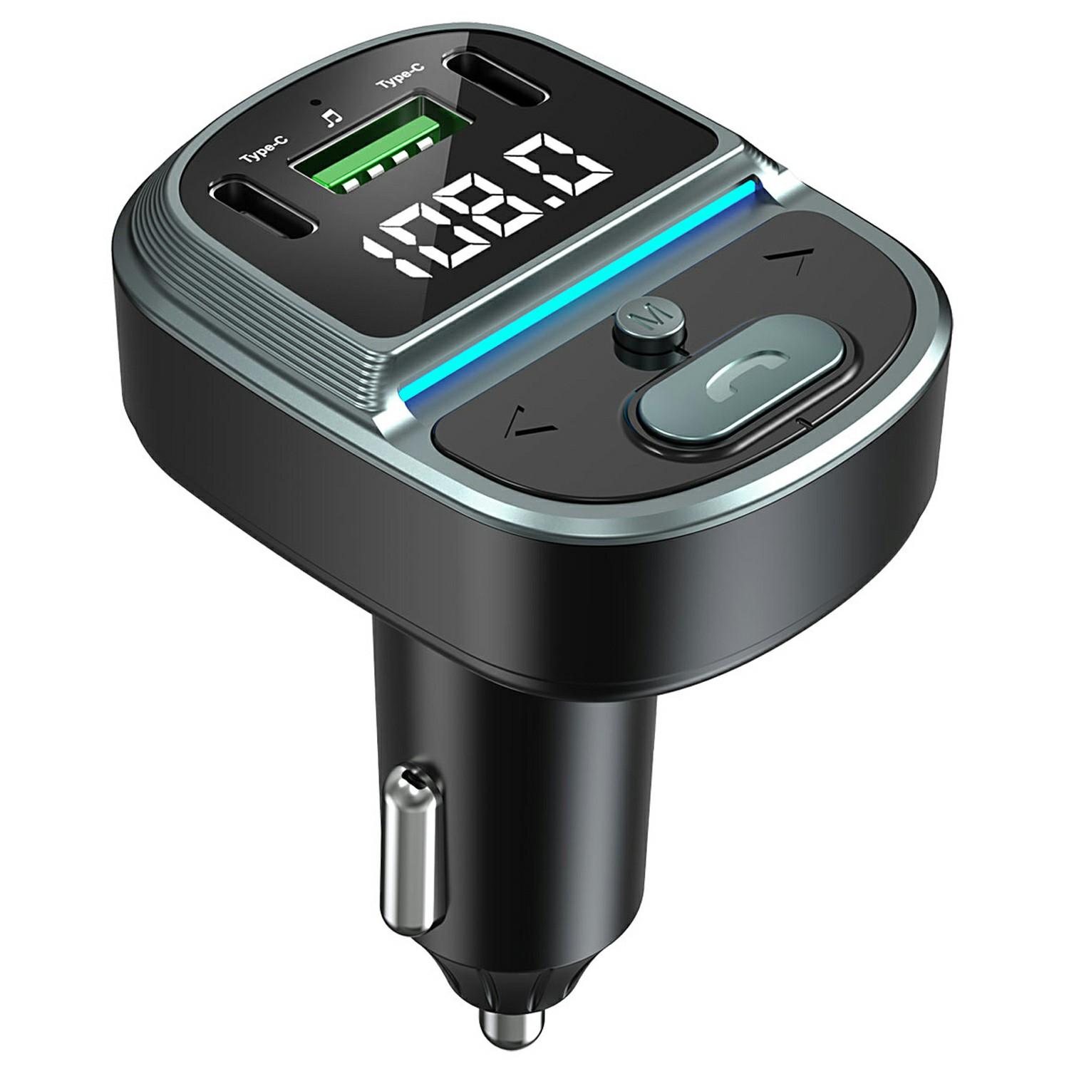 

GZ07 Bluetooth-compatible Car Charger Voltage Display MP3 Player Dual Type-C+USB Charging Adapter Type A