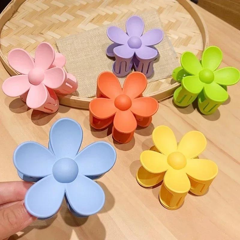 Korean Style New Flower Hairpin Back Spoon Matte Ponytail Shark Clip Fashion Hairpin New Headdress