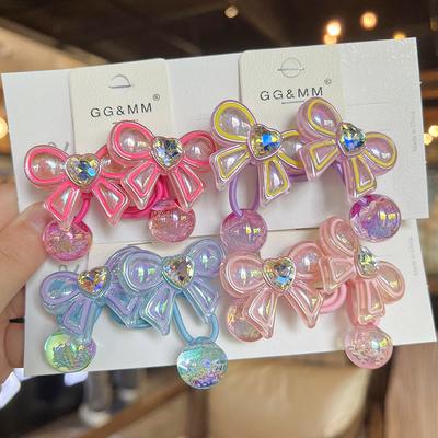 2PCS New Cute Diamond Studded Large Bow Princess Headwear Kids Elastic Hair Bands Children Hair Ropes Girls Hair Accessories