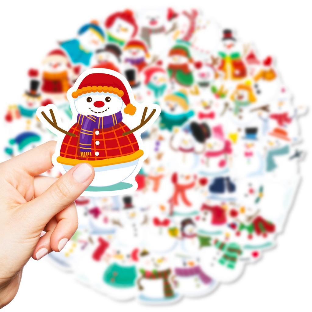 50 Snowman Stickers Cartoon Holiday Decoration Scene Setup Stickers
