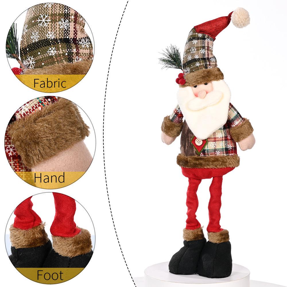 Stretchable Retro Snowflake Plaid Doll: Christmas Fabric Decoration for Hotel and Mall Desktops