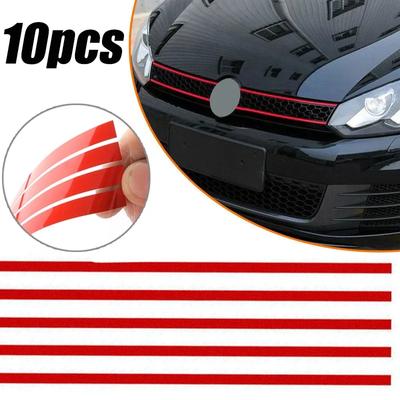 Adesivo de decoração para grade do capô dianteiro de carro, moda, estilo externo da carroceria, molduras, adesivos vermelhos, decoração