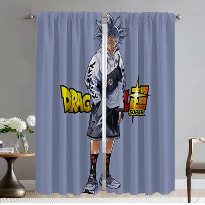 Tulle for Bedroom Dragon Ball Kitchen Curtains 2 Pieces Elegant Room Curtains Window Curtain Halloween Decoration Shades Living