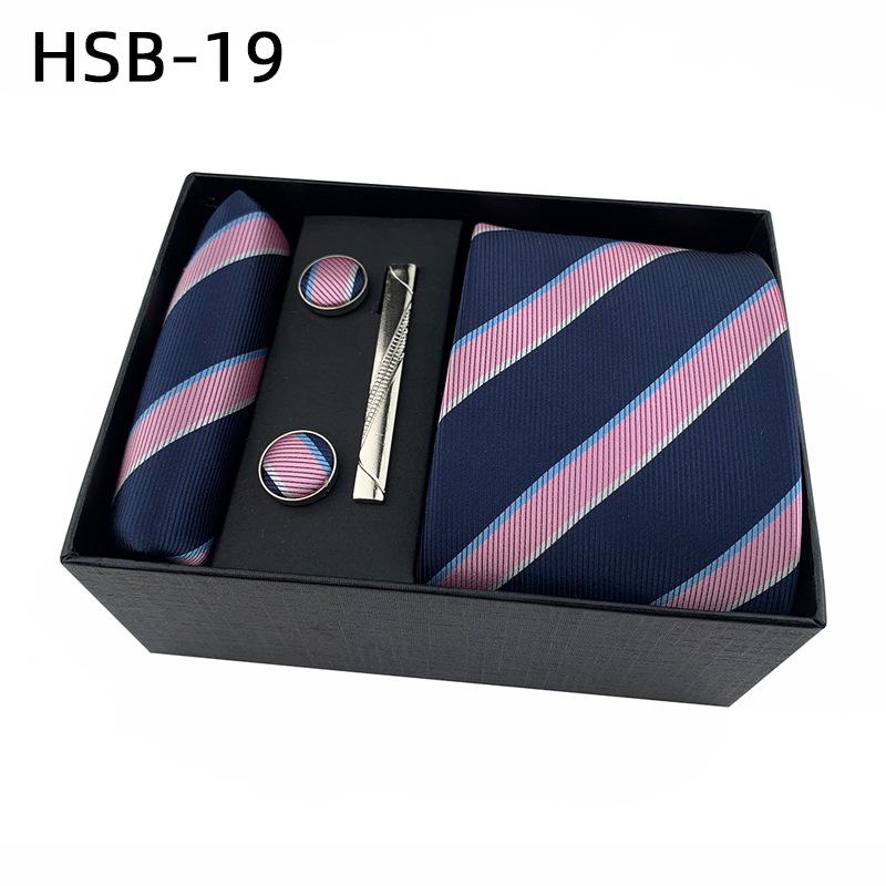Men's Black Business Tie Gift Set: Striped & Plain Ties, Pocket Square, Tie Clip