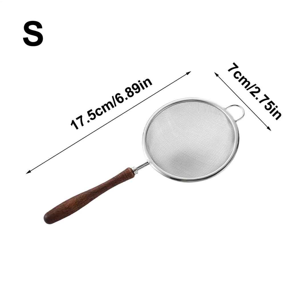 1PC Stainless Steel Mesh Filter Spoon with Wooden Handle Flour Filter Spoon Household Kitchen Fried Food Filter Oil  Baking Tool