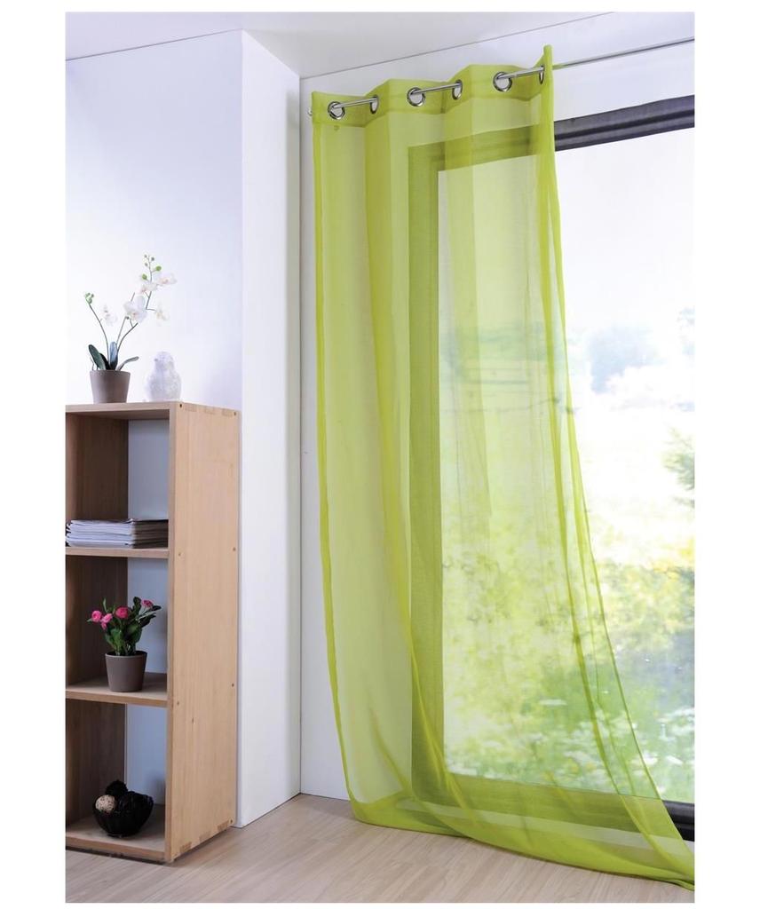 Voilage - Mona - 135 x 260 cm - Vert tilleul - 100% polyester - Œillets métalliques