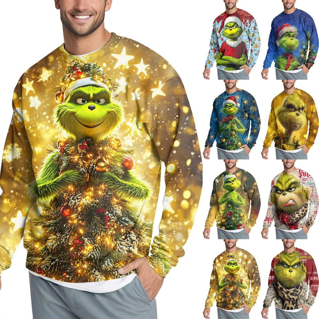 Men's Casual Fashion Printed Round Neck Pullover Sweatshirt