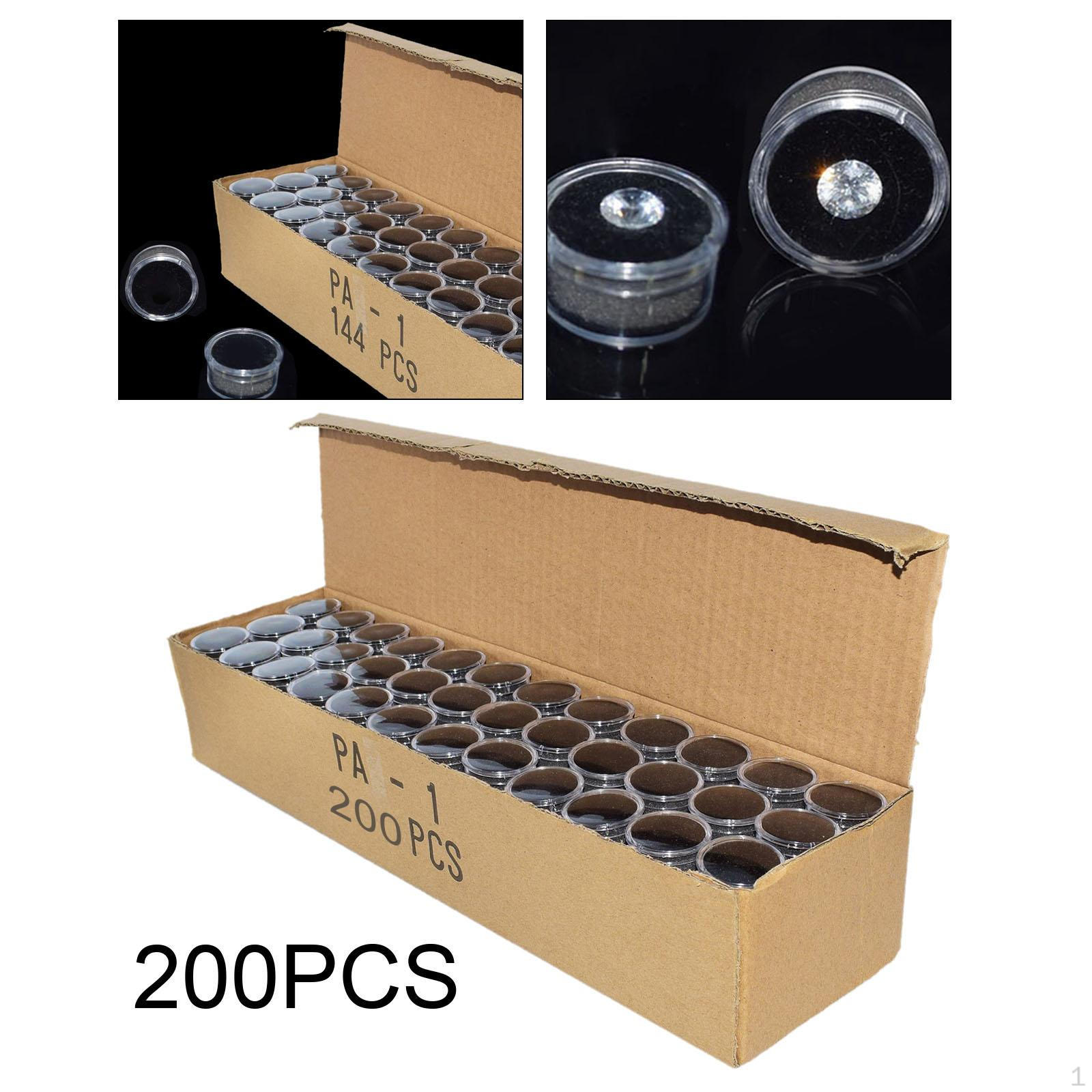 

200 шт. Маленький держатель для витрины с бриллиантами, контейнер для показа ювелирных изделий, круглый прозрачный мини чёрный