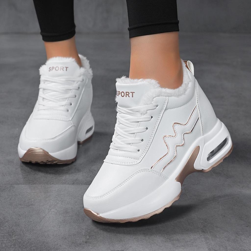 2025 Χειμερινά Γυναικεία Ζεστά Βαμβακερά Αθλητικά Παπούτσια - Αύξηση Ύψους 8 εκ., Casual & Αόρατα Αθλητικά Παπούτσια με Ύψος