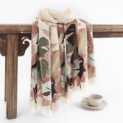 Floral Print Imitation Cashmere Scarf New Retro Elegant Warm Shawl Light Luxury Style Versatile Neck Protection And Cold Prevention Scarf