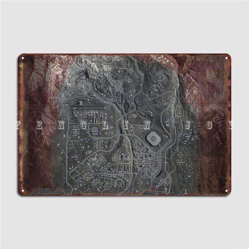 Cod Warzone Map Metal Plaque Poster Wall Plaque Cinema Designing Club Tin Sign Poster