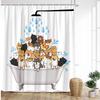Cartoon Animal Shower Curtain with Funny Cat and Dog Paws Cute Kids Shower Print Family Bathroom Decoration with Hooks