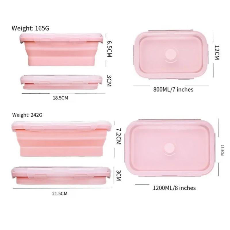 1 SZT Prostokątny Składany Silikonowy Lunchbox Lodówka Kuchenka Mikrofalowa Lunchbox Pojemniki do Przechowywania Outdoorowy Pojemnik na Jedzenie