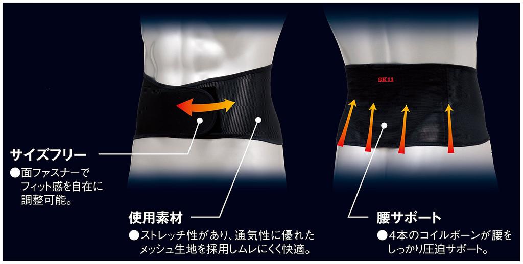 SK11 Ultra Thin Comfortable Supporter for Waist Black XL GU-KOSI-XL-BK