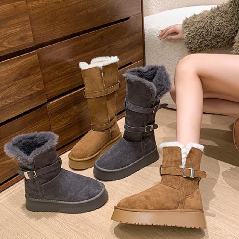 Retro Platform Snow Boots 2025 New Autumn and Winter Fleece Thickened Warm Wool Cotton Shoes