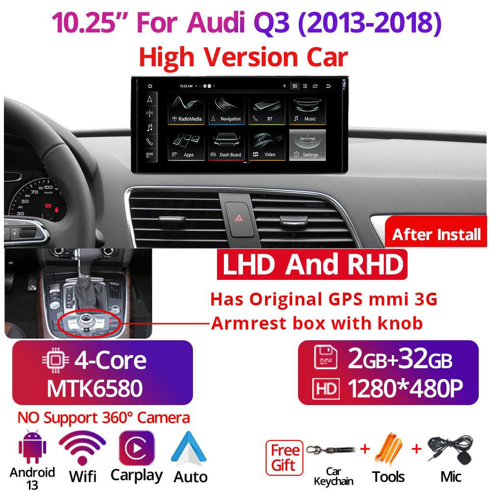 

10,25 Android 13.0 автомобильное радио для Q3 2013-2018 мультимедийный плеер навигация стерео CarPlay экран головное устройство GPS коричневый