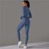 Knit Seamless Long Sleeve Yoga Set High Waist Sports Pants Exercise Running Suit Fitness Clothing
