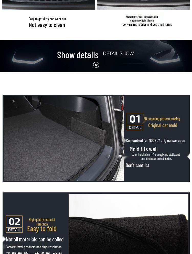 Tesla Model Y Wildleder Kofferraummatten - Originalstil, Doppelschicht für vorderen und hinteren Kofferraum