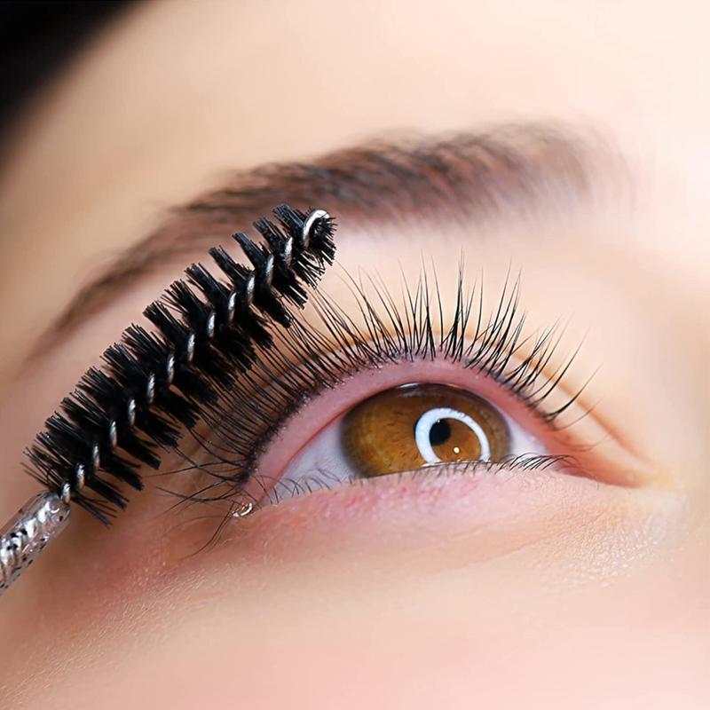 CNKESS 50Pc bags/cans Disposable Eyelash Extension Mascara Wand Glitter Micro Lash Brushes Spoolie With Container Case Wholesale