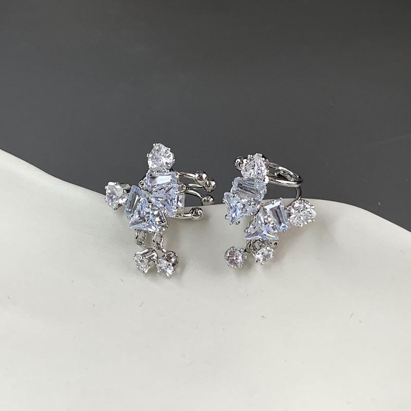 Zirconia Double Layer Geometric No-Pierce Ear Clip - Elegant Versatile Design